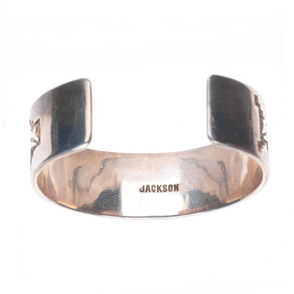 6.6" Tommy Jackson Navajo sterling silver spirit bear overlay cuff bracelet