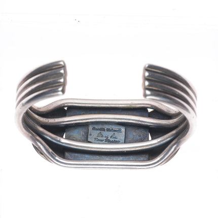 6" Orville Tsinnie Navajo sterling silver high grade turquoise cuff bracelet