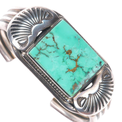 6" Orville Tsinnie Navajo sterling silver high grade turquoise cuff bracelet