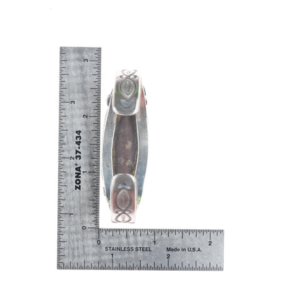 6.75" 1930's Navajo ingot silver petrified wood deep stamped cuff bracelet