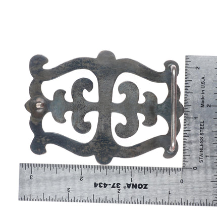 1.5" 50's-60's Vintage Navajo sterling silver cast belt buckle