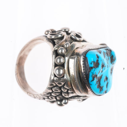 sz10.5 Huge Gene Nataan Navajo sterling silver turquoise complex men's ring