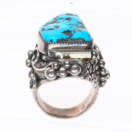 sz10.5 Huge Gene Nataan Navajo sterling silver turquoise complex men's ring