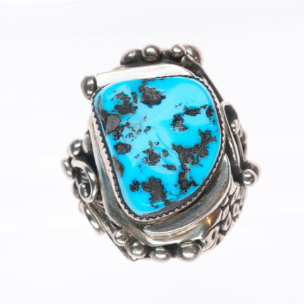 sz10.5 Huge Gene Nataan Navajo sterling silver turquoise complex men's ring