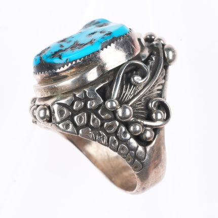 sz10.5 Huge Gene Nataan Navajo sterling silver turquoise complex men's ring