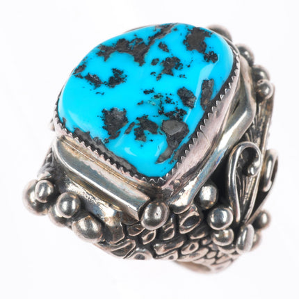 sz10.5 Huge Gene Nataan Navajo sterling silver turquoise complex men's ring