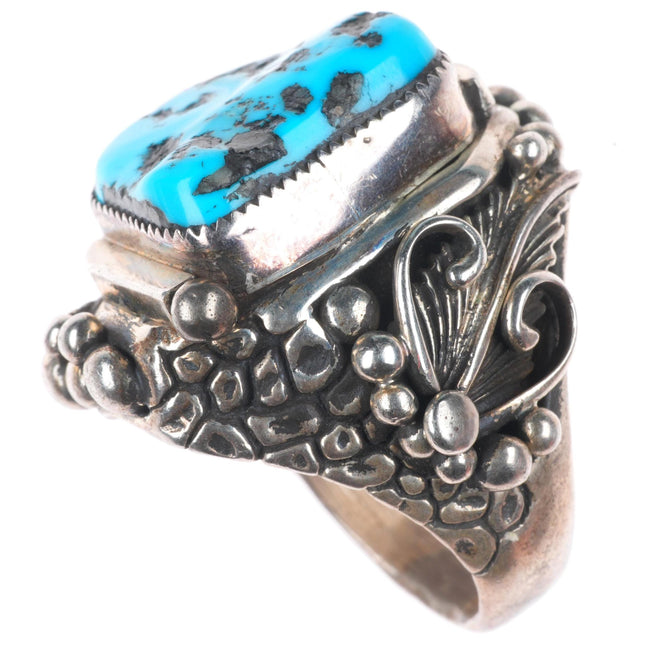 sz10.5 Huge Gene Nataan Navajo sterling silver turquoise complex men's ring