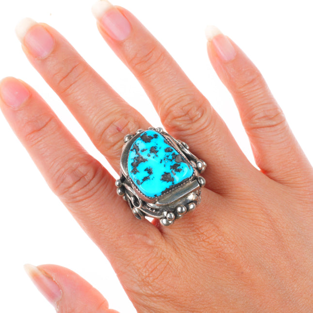 sz10.5 Huge Gene Nataan Navajo sterling silver turquoise complex men's ring