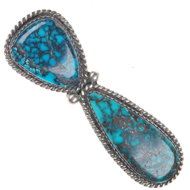 Vintage Navajo sterling silver High grade spiderweb turquoise pin/brooch