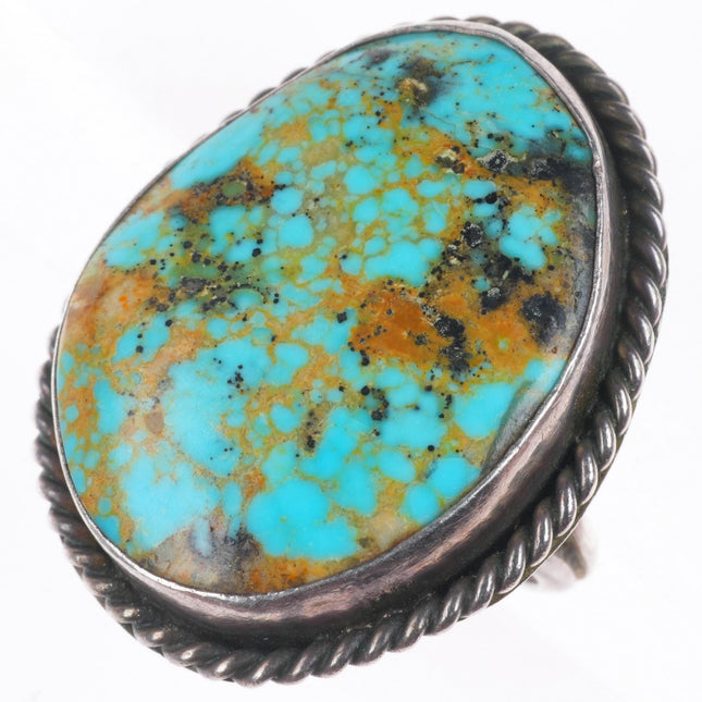 sz7 Vintage Navajo sterling silver red spiderweb turquoise size 7 ring