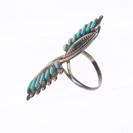 sz7 vintage Zuni sterling silver eye-lash for needlepoint turquoise ring