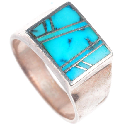 sz8 David Rosales Supersmith sterling silver ring with nice turquoise inlay