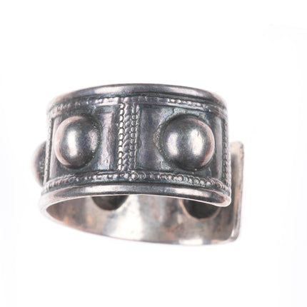 6.25" Italian vintage Peruzzi Sterling silver tribal style gothic cuff bracelet