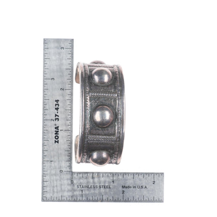 6.25" Italian vintage Peruzzi Sterling silver tribal style gothic cuff bracelet