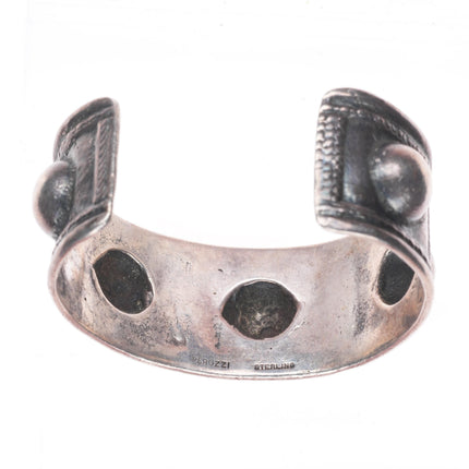 6.25" Italian vintage Peruzzi Sterling silver tribal style gothic cuff bracelet