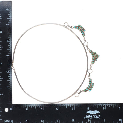 Vintage Zuni sterling silver snake eye turquoise earring and collar necklace set