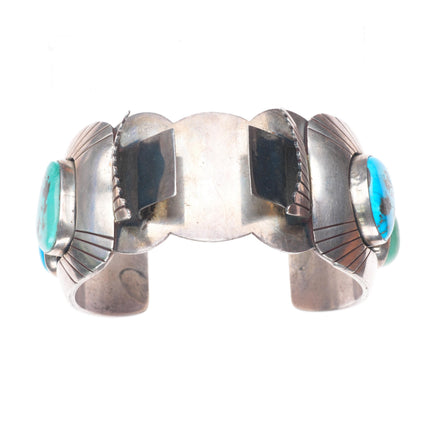 7.25" Vintage Gibson Gene Navajo sterling silver turquoise watch cuff bracelet