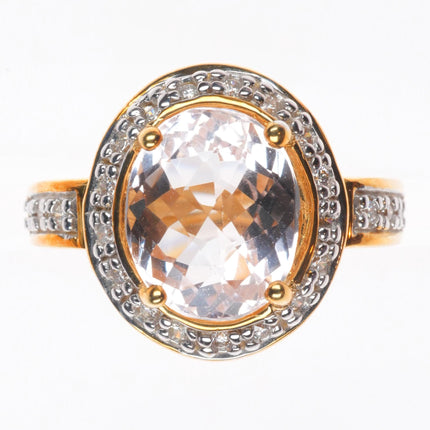 sz5 18k Rose Gold 4ct Morganite and natural diamond cocktail size 5 ring