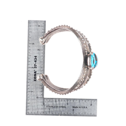 6.75" Philander Begay Navajo Tufa Cast sterling silver-turquoise cuff bracelet