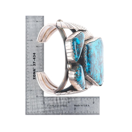 6.6" Huge vintage Navajo sterling silver high grade turquoise cuff bracelet