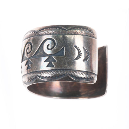6.6" Tommy Singer Navajo sterling silver water/wave pattern cuff bracelet
