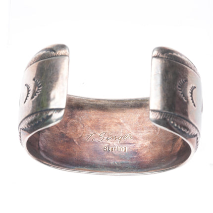 6.6" Tommy Singer Navajo sterling silver water/wave pattern cuff bracelet