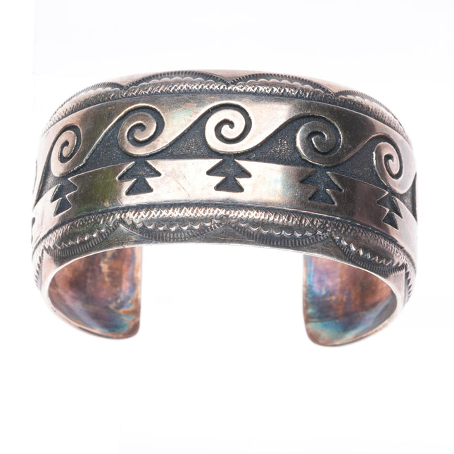 6.6" Tommy Singer Navajo sterling silver water/wave pattern cuff bracelet