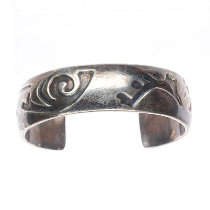 6.7" 50's-60's Navajo or Hopi overlay vintage cuff bracelet sterling silver