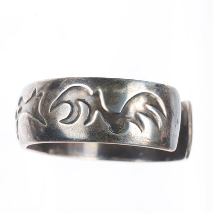 6.7" 50's-60's Navajo or Hopi overlay vintage cuff bracelet sterling silver