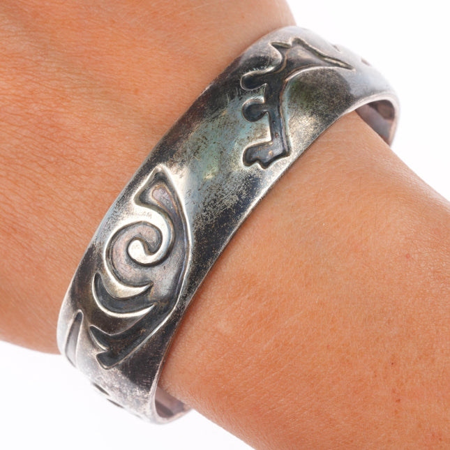 6.7" 50's-60's Navajo or Hopi overlay vintage cuff bracelet sterling silver