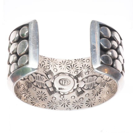 6.25" Jim Robinson Southwest sterling silver turquoise inlaid Yei cuff bracelet