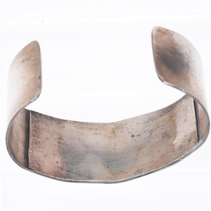 7" Vintage Navajo Bisbee Turquoise sterling silver 3 stone cuff bracelet