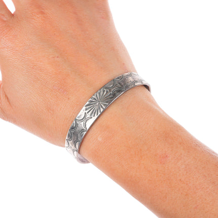 6.9" c1930's Vintage Navajo sterling silver nicely stamped cuff bracelet