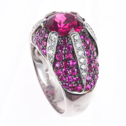 sz5.5 Sonia B Bitton 18k white gold, Tourmaline, Diamond, and Ruby cocktail ring