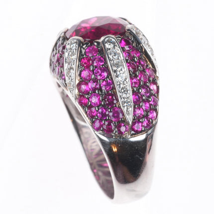 sz5.5 Sonia B Bitton 18k white gold, Tourmaline, Diamond, and Ruby cocktail ring