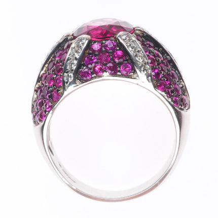 sz5.5 Sonia B Bitton 18k white gold, Tourmaline, Diamond, and Ruby cocktail ring
