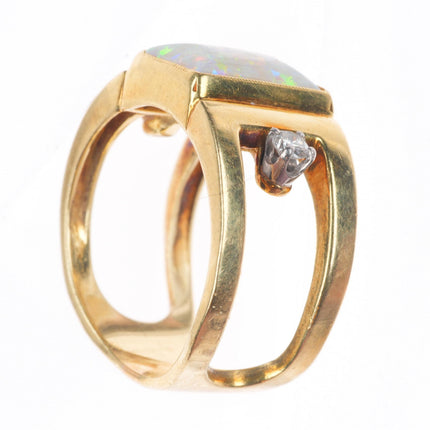 sz7.5 vintage 18k yellow gold Opal and Diamond wide statement ring