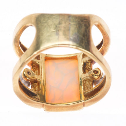 sz7.5 vintage 18k yellow gold Opal and Diamond wide statement ring