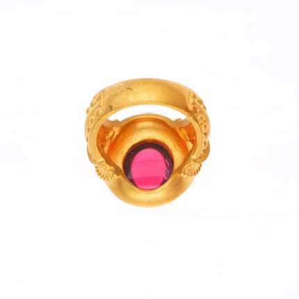 sz5 24k gold Diamond statement ring with large Rubellite Tourmaline