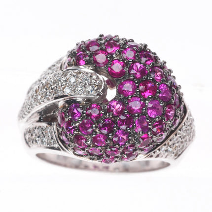 sz6 Sonia B Bitton 14k white gold, Pink Sapphire and Diamond Estate Ring