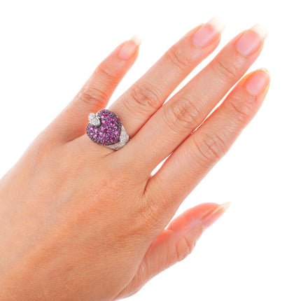 sz6 Sonia B Bitton 14k white gold, Pink Sapphire and Diamond Estate Ring