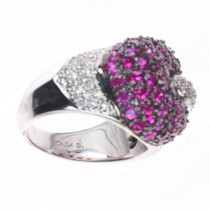 sz6 Sonia B Bitton 14k white gold, Pink Sapphire and Diamond Estate Ring