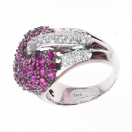 sz6 Sonia B Bitton 14k white gold, Pink Sapphire and Diamond Estate Ring