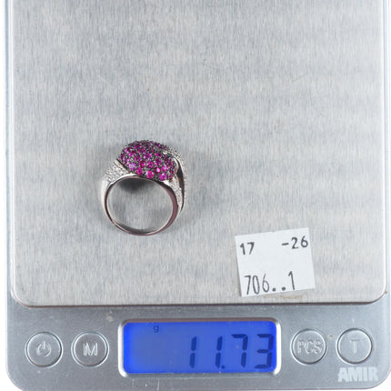 sz6 Sonia B Bitton 14k white gold, Pink Sapphire and Diamond Estate Ring