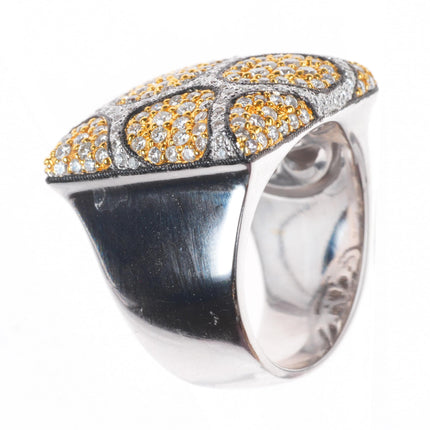 sz6.25 Sonia B Bitton 18k white and yellow gold-Diamond Leopard pattern ring
