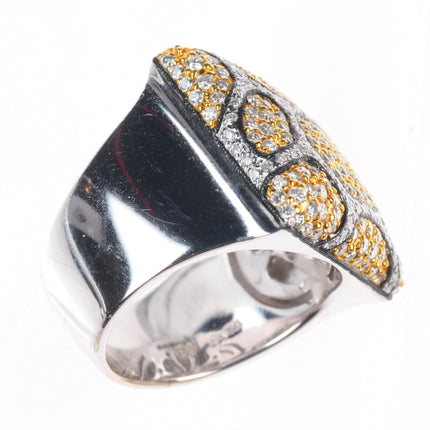 sz6.25 Sonia B Bitton 18k white and yellow gold-Diamond Leopard pattern ring