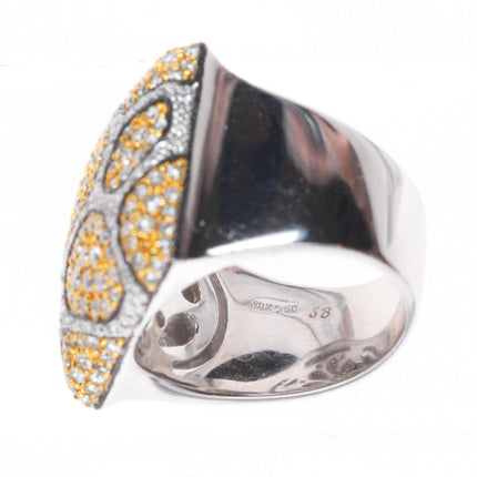 sz6.25 Sonia B Bitton 18k white and yellow gold-Diamond Leopard pattern ring