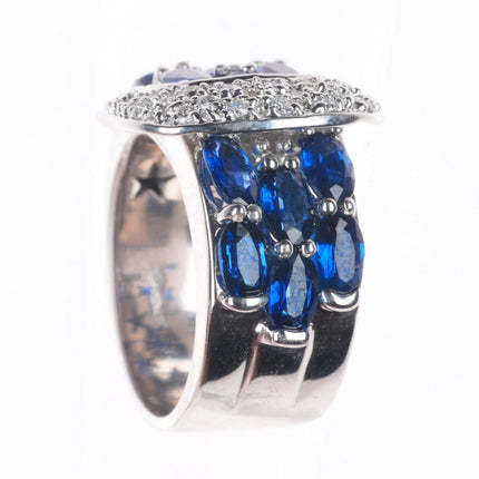 sz5.75 Sonia B Bitton 14k white gold 6cttw Sapphire and Diamond buckle ring