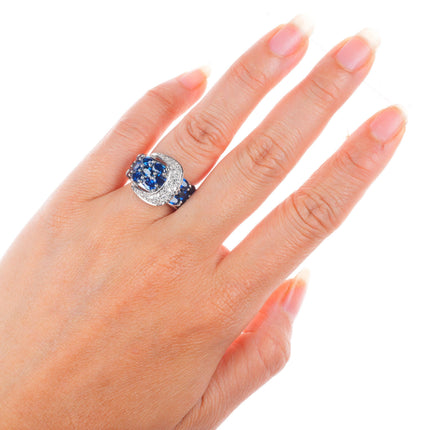 sz5.75 Sonia B Bitton 14k white gold 6cttw Sapphire and Diamond buckle ring
