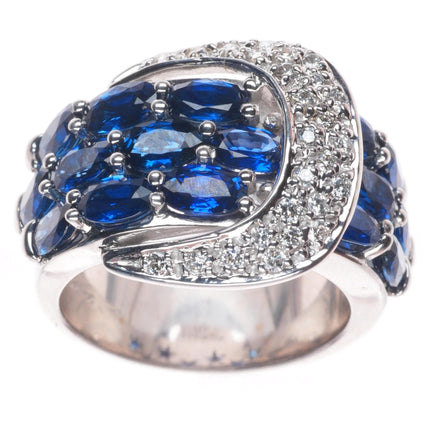 sz5.75 Sonia B Bitton 14k white gold 6cttw Sapphire and Diamond buckle ring